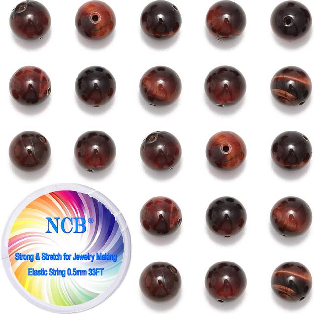 NCB 200pcs 8mm Red Tiger's Eye Loose Beads for Jewelry Making  Natural Semi Precious Beads Round Smooth Gemstones Spacer Beads Charms for Necklaces Br