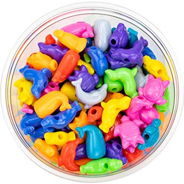 Hygloss Products  Inc Plastic 25mm Craft Beads for Kids Marine Life Animal Design-Arts & Crafts Activity-Multi Bracelets  Necklaces & Keycha