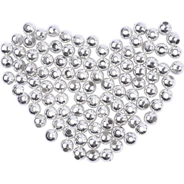 BronaGrand 1000 Pieces Metal Spacer Beads Round Ball Beads Seamless Smooth Lose Beads for Bracelets  Necklaces  Jewelry Making and Craft  Di