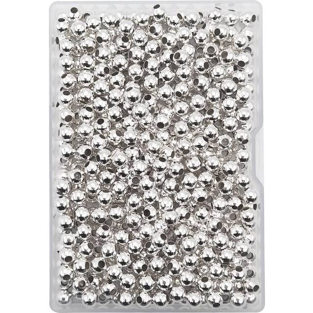 400 Pieces 6mm Silver Iron Metal Spacer Bead Round Loose Beads