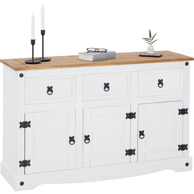 Harley 125cm Solid Wood Sideboard - White (76cm H X 125cm W X 40cm D)