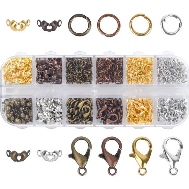 Olylkx 720pcs Lobster Claw Clasps  Bead Tips Knot Covers  Open Jump Ri