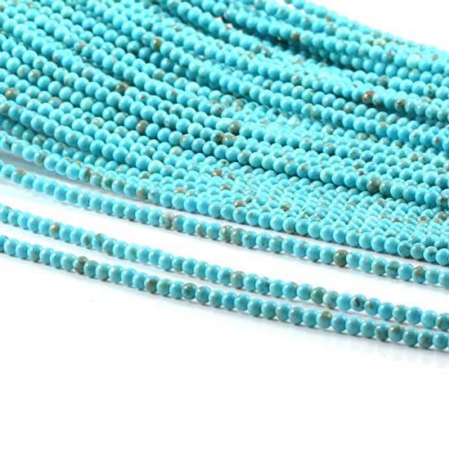 Turquoise Loose Beads Round 3mm Natural Stone Beads for Jewelry Making Craft DIY 15 inches 2 Strands