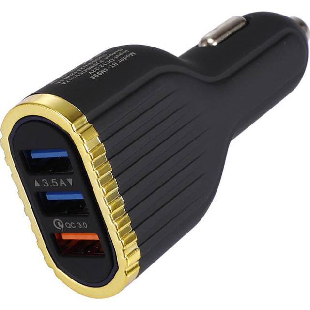 2PCS QC3.0 3.5A Blue Indication Light Fast Charging Car Charger For iPhone 8Plus XS 11Pro Huawei P30 Pro Xiami Mi9 9Pro S10+ Note10 BLACK COLOR