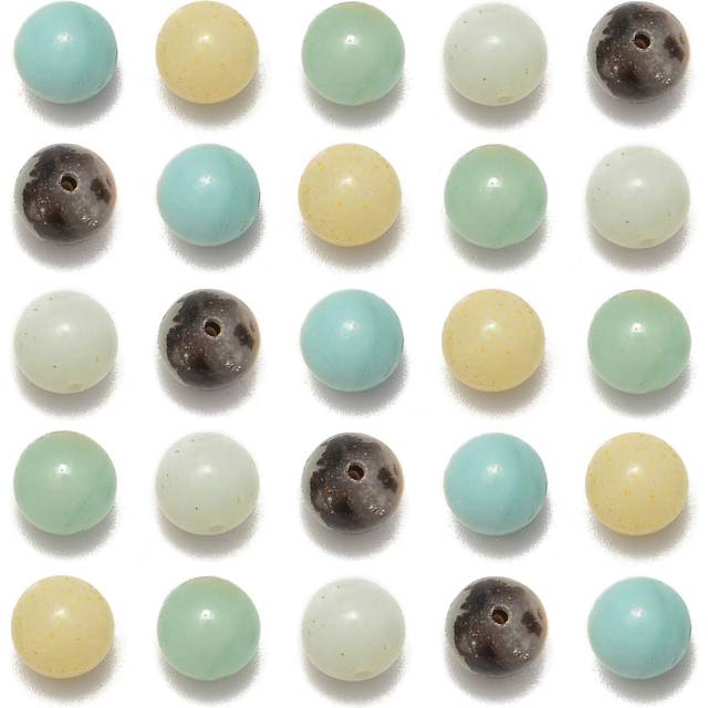 NCB 200PCS 8mm Natural Mixedcolor Amazonite Gemstone Round Spacer Loose Beads for Jewelry Making with Crystal Stretch Cord (Mixedcolor Amazonite  8mm