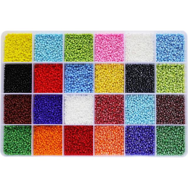 Bala&Fillic Size 2mm 12/0 Glass Seed Beads About 20000pcs in Box 24 Multicolor Assortment Opaque Colors Small Seed Beads for for Jewelry Making (850p