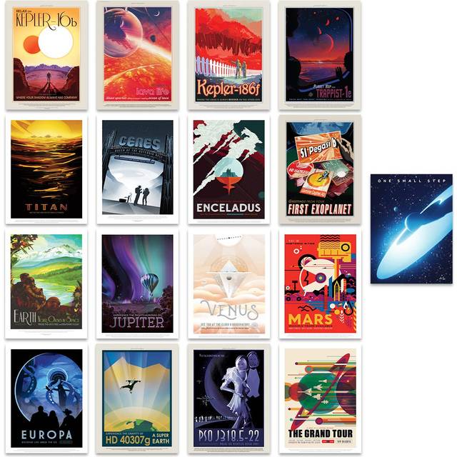 Artery8 NASA Space Grand Tour Exploration Wall Art Print 30 x 41cm 17 Pack - Multi - 40.5 x 30.5 x 0.3cm