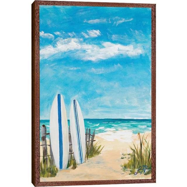 'Tropical Surf II' by Julie Derice - Picture Frame Graphic Art Print on Canvas - Brown Framed (152.5 cm H x 101.5 cm W)