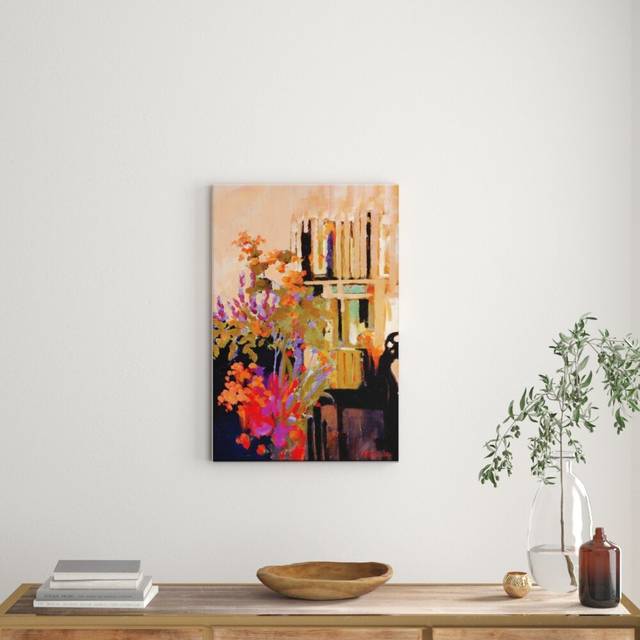 'Bloom and Grow' by Catherine Fitzgerald Art Print on Wrapped Canvas - Black;Red;Orange (152cm H x 102cm W x 3.8cm D)