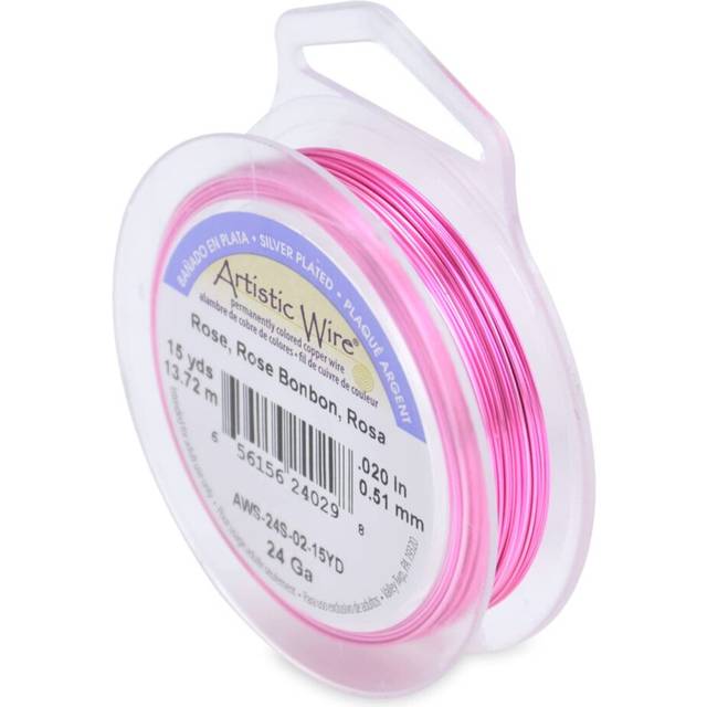 Artistic Wire 51 mm Silver Plated Tarnish Resistant Colored Copper Craft Wire  24 Gauge  15 yd  Rose