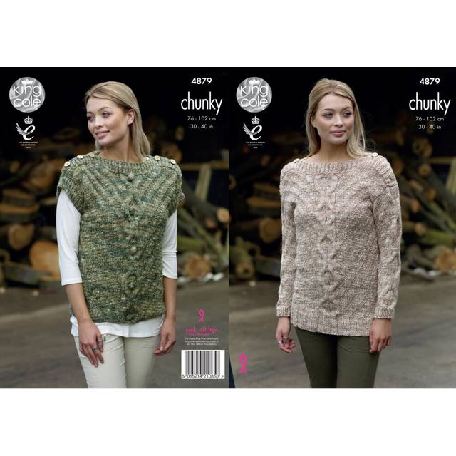 King Cole 4879 Chunky Knitting Pattern Womens Sweater & Top