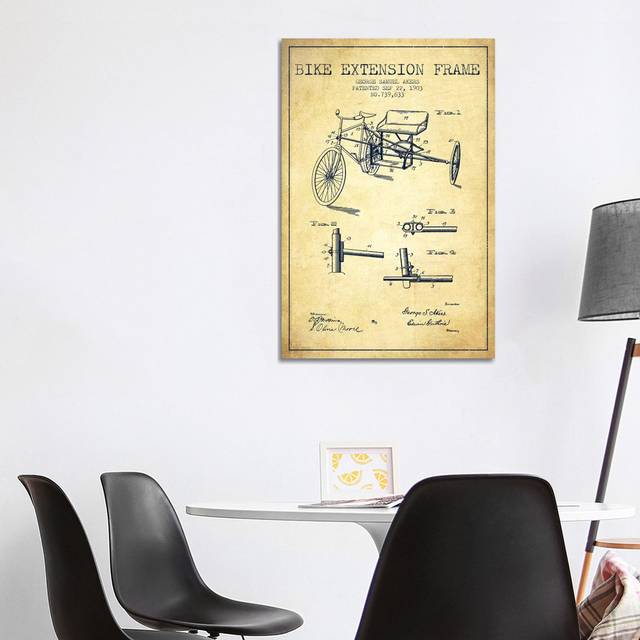 G.W. Akers Bike Extension Frame Patent Sketch (Vintage) by Aged Pixel - Wrapped Canvas Art Prints (101.6 cm H x 66.04 cm W x 3.175 cm D)