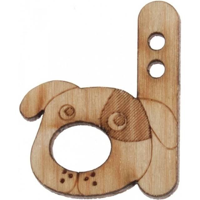 Trimits Wood Alphabet Letter Buttons Natural Letter D
