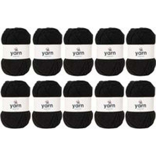Korbond Black Double Knit Yarn Bulk Pack Bundle - 10 x 100g, Black