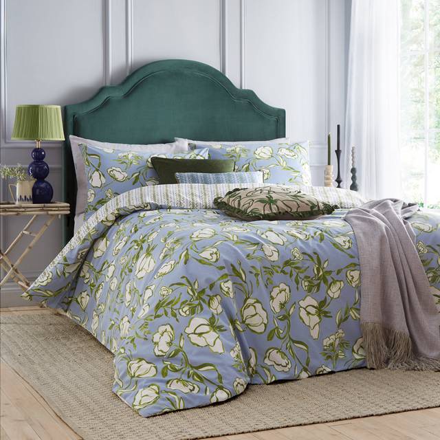 Wylder Albera Floral Double Duvet Cover Set French Blue, Blue