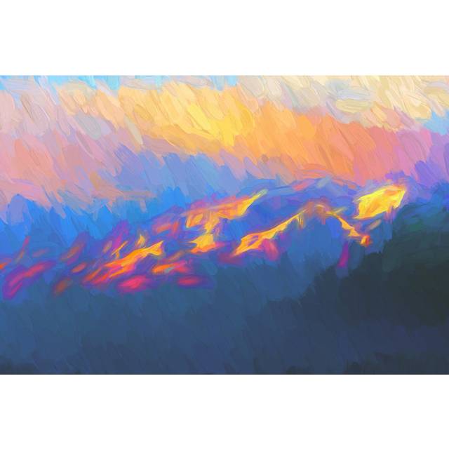 Mountains - Wrapped Canvas Art Prints - Blue;Yellow;Pink (30cm H x 46cm W x 3.8cm D)
