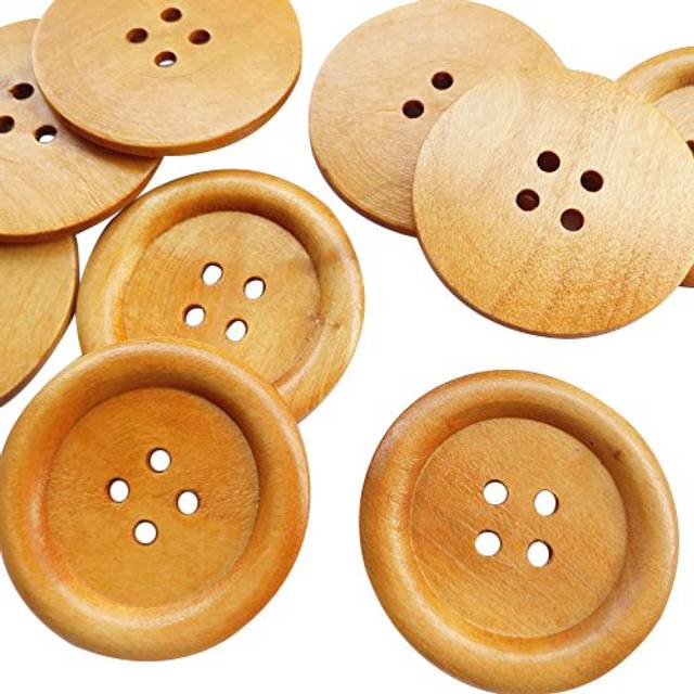 "Chenkou Craft 20pcs Big Size 50mm 2"""" Round Wood Buttons 4 Holes Craft"