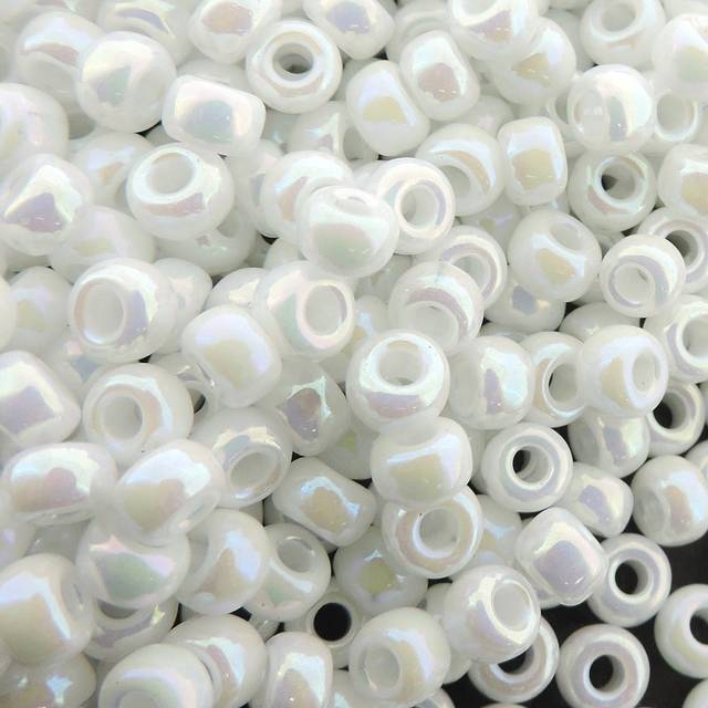 Miyuki Round Rocaille Seed Beads Size 6/0 20 Gram Tube Opaque White AB