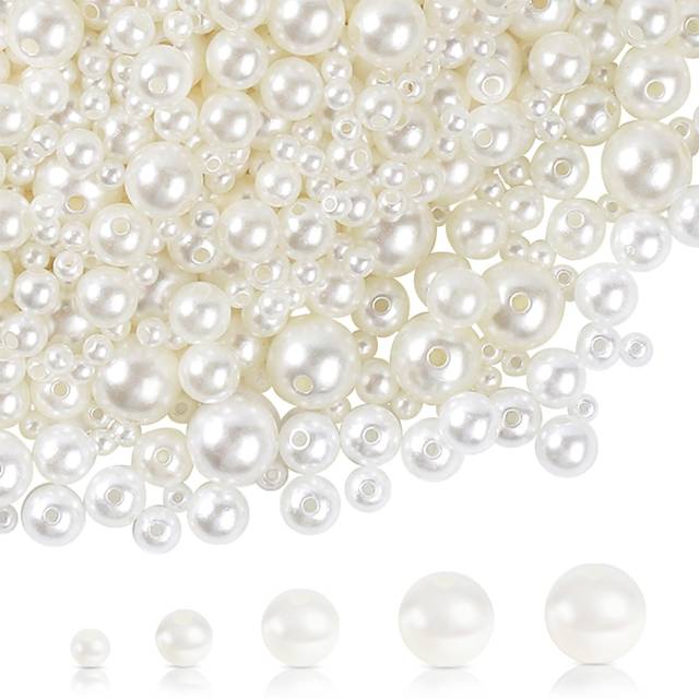 Phinus 1950 Pcs Pearl Beads with Hole  5 Size Pearls for Crafts  Round