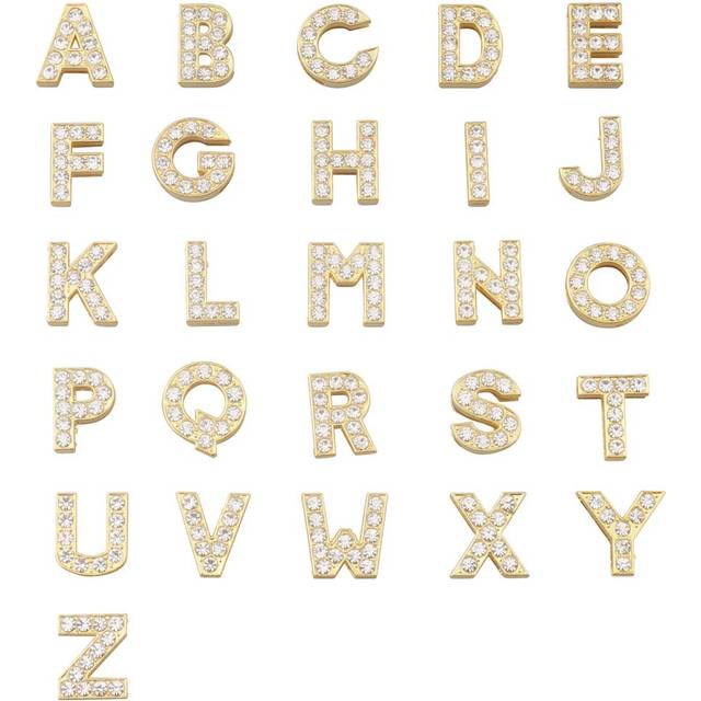 ALLinONE 10mm A-Z 26pcs Rhinestone Alphabet Letter Slide Charms for DIY Craft Jewelry Making (Gold  10mm)