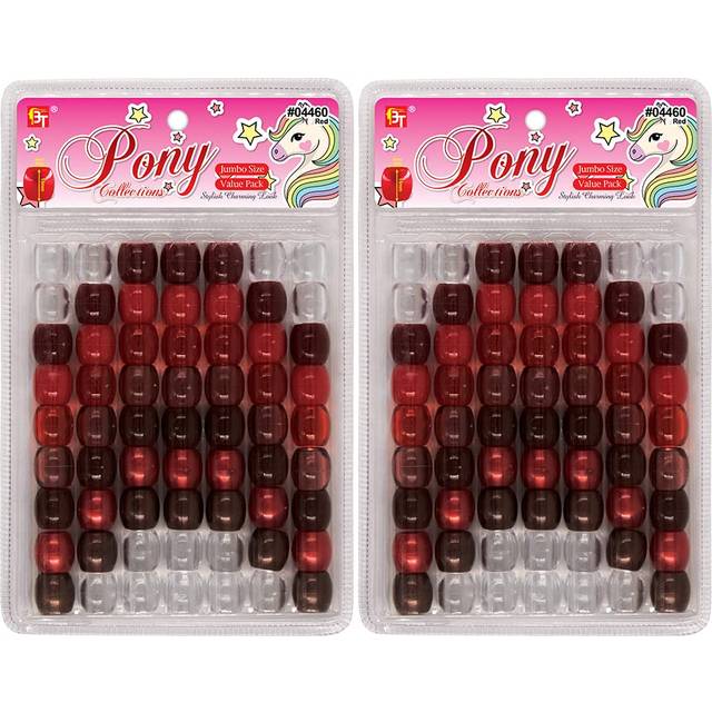 126 Pcs Beads Jewelry Making Kit DIY Hair Braiding Bracelet Ornaments Crafts Jumbo Round Pony (Pearl Red Assorted)