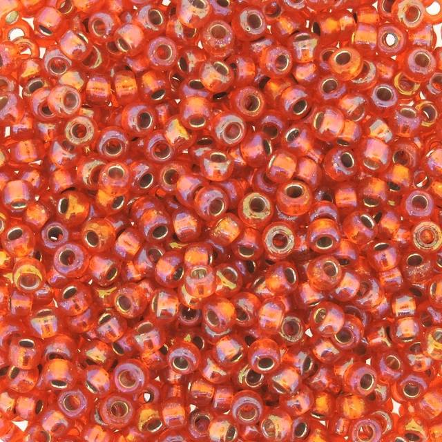 Miyuki Round Seed Beads Size 80 22GM  5 Inch Tube Silver Lined Orange AB 81008