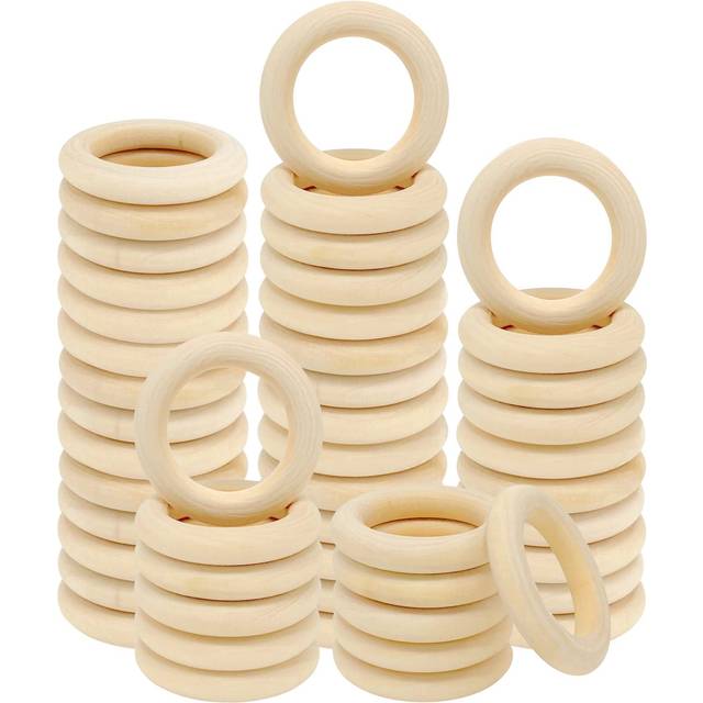 10PcS Natural Wooden Rings for crafts  Unfinished Wooden Rings for Macrame  DIY Wood Pendant connectors 55mm22inch