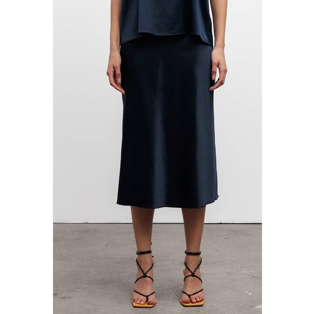 Ahlvar Gallery, Nederdel, Dame, Blå, XL, Satin, Hana silke satin nederdel midnatsblå