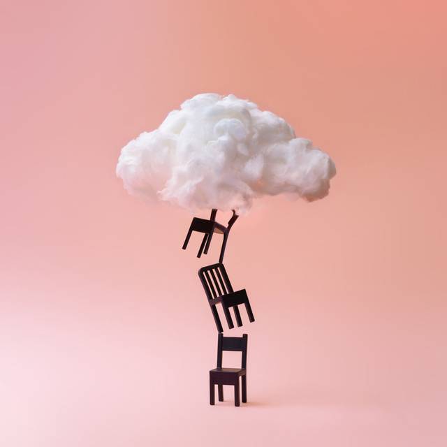 Davida Stacked Chairs With Cloud - Print (91cm H x 91cm W x 3.8cm D)