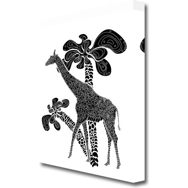 &#39;Giraffe Safari B n W Ethnic&#39; Graphic Art Print on Wrapped Canvas (142.2 cm H x 101.6 cm W)