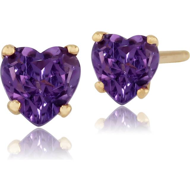 Classic Heart Amethyst Stud Earrings in 9ct Yellow Gold 4mm