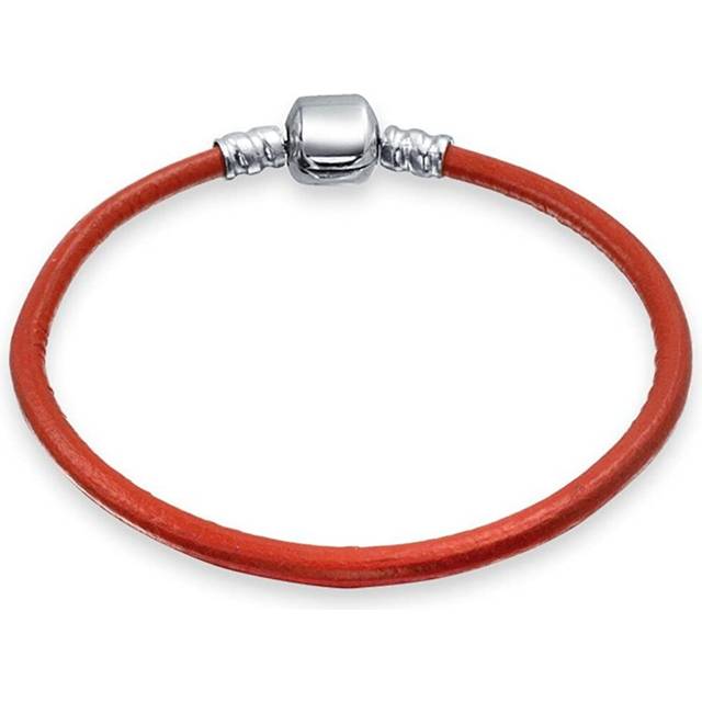 Bling Jewelry Leather 925 Silver Barrel Clasp Bracelet Pandora Compatible