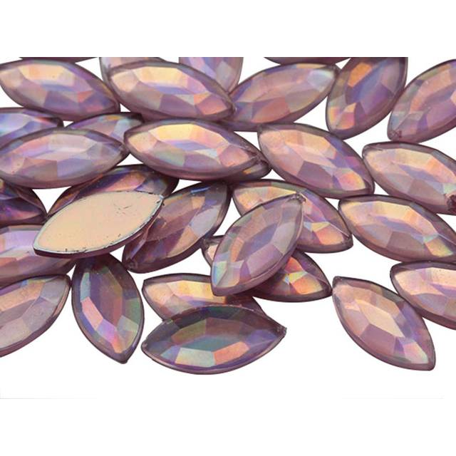 Allstarco 15x7mm Pink Rose Llite AB Navette Flat Back Acrylic Rhinestones Marquise Gems for Crafts Horse Eye Costume Embelishments Card Making Jewels