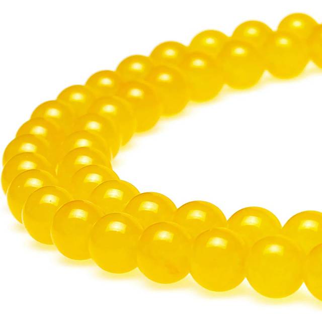 MJDcB Natural Yellow Jade Round Loose Beads for Jewelry Making DIY Bra