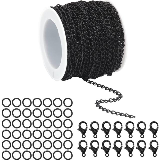 Forise 30 Feet Necklace Chains 3mm Twisted Links Chain for DIY Jewelry Making Necklace Chains Set with 20Pcs Lobster Clasps 50Pcs Jump Rings