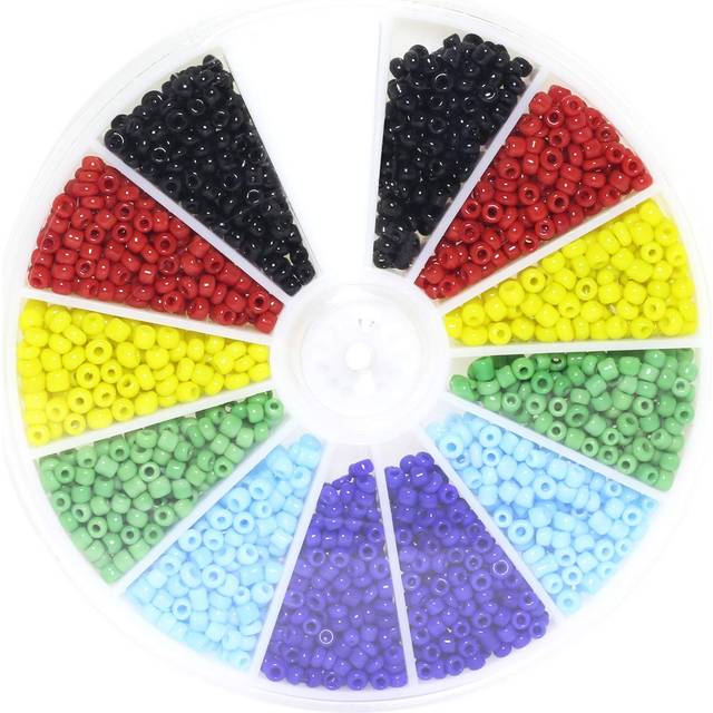 Lind Kitchen 1000pcs Mini Glass Beads DIY Handmade Jewellery Beading Fittings Loose Seed Spacer Beads 2mm 6-Color Mixed (Black  Red  Yellow  Green  Li
