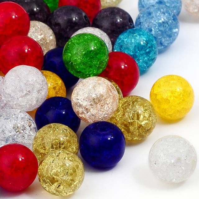 RUBYCA Assorted Mixed Round Druk Crackle Czech Crystal Glass Beads for Jewelry Making (4mm  100pcs)