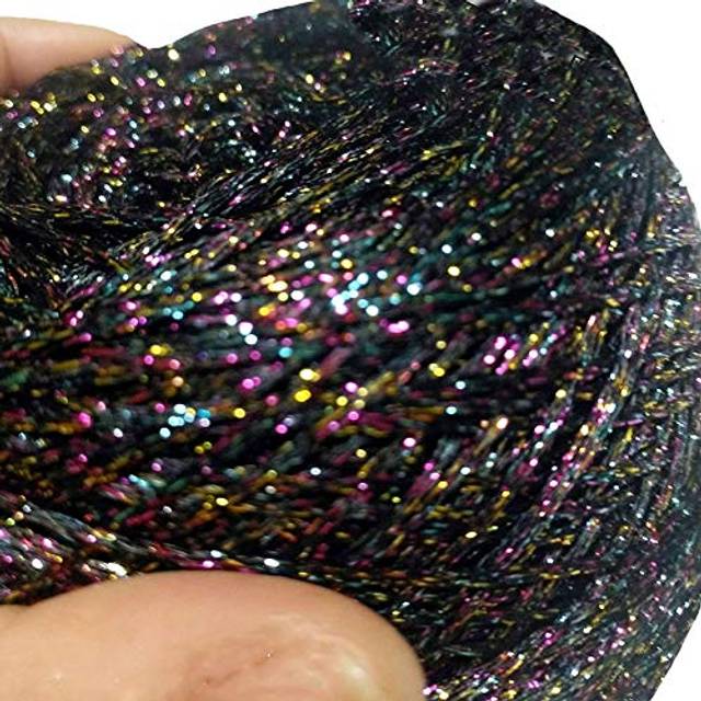 Clisil 100g DIY Black Colorful Lurex Yarn Shining Yarn Glitter Sparkle
