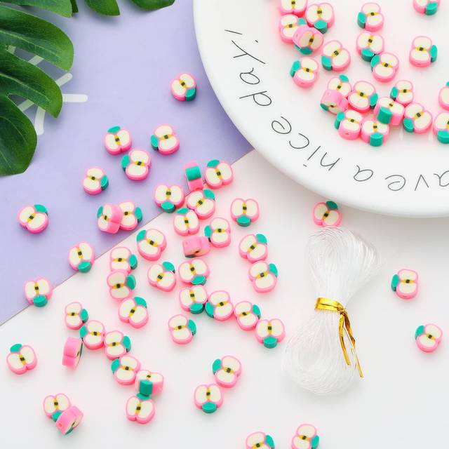 100pcs Apple Polymer Clay Spacer Beads for Women Jewelry Making DIY Br