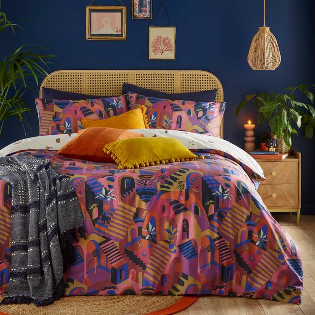 Eivissa Abstract Reversible Bedding Set Magenta - Pink