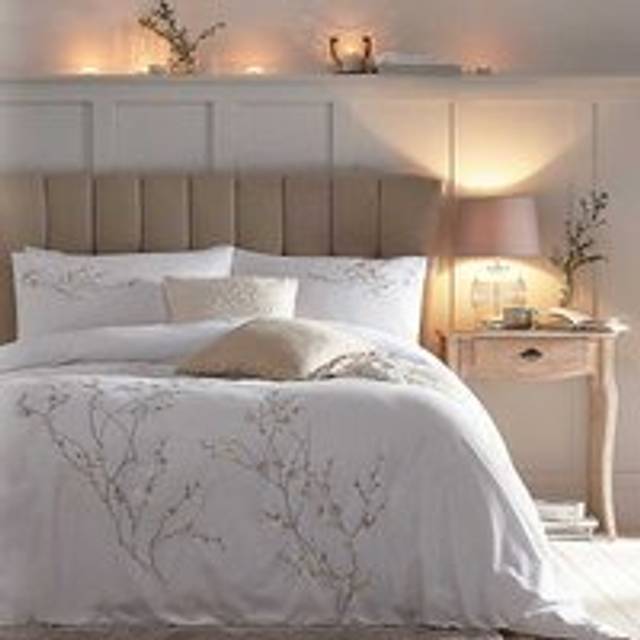Kaleidoscope Blossom Embroidered 100% Cotton Duvet Cover Set - White