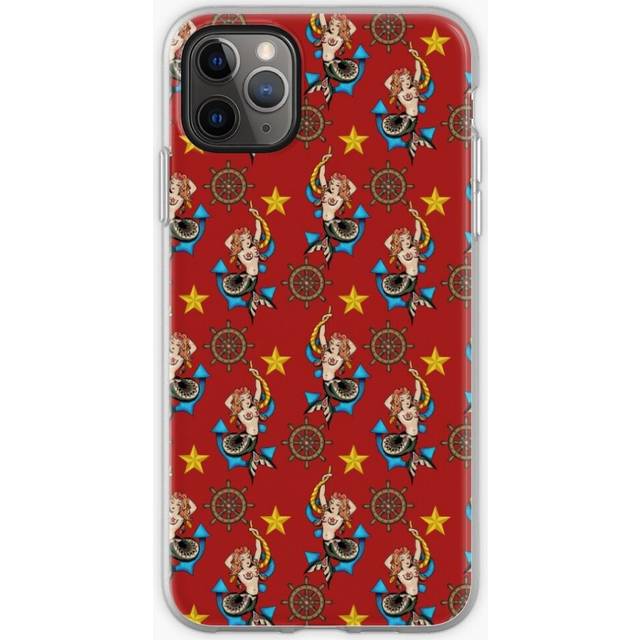 Phone Case Jerrys Red Haired Mermaid Vintage Style Tattoo Pattern Red for iPhone Samsung 14 13 12 11 Plus Pro Max Galaxy S23 S22 Ultra Note 20 10