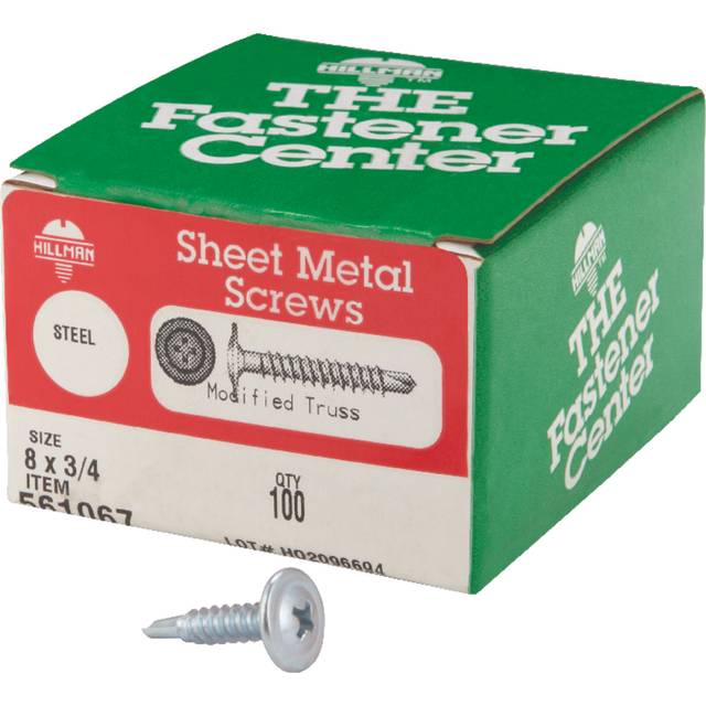 "Hillman Self Drilling Sheet Metal Screws No. 8 X 3/4"""""""""""""""" Standard Grade Phillips 100 / Box"