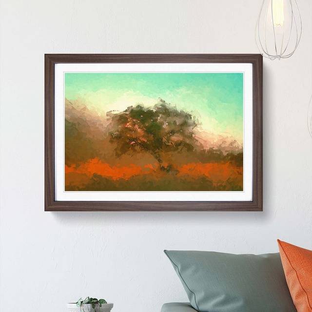 Tree in Isolation in Abstract - Picture Frame Graphic Art Print - Walnut (60cm H x 91cm W x 2cm D)