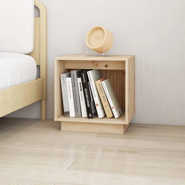 Gela Solid Wood Nightstand - Brown (40cm H X 40cm W X 30cm D)