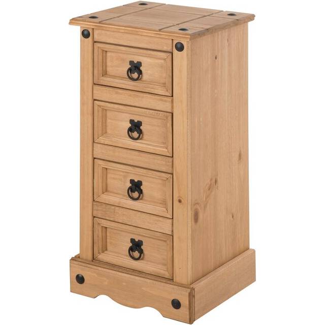 Bridewell 4 Drawer Bedside Table - Antique Wax (74cm H X 35cm W X 33cm D)