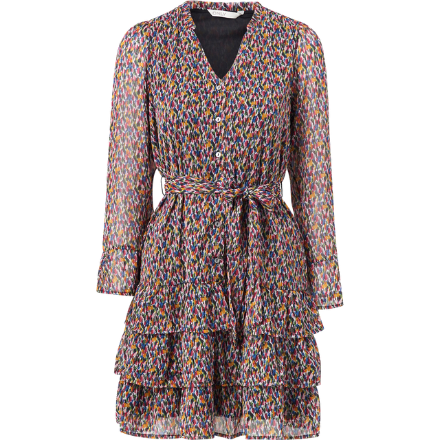 Only - Klänning onlMila Lurex 7/8 Ruffle Dress - Flerfärgad