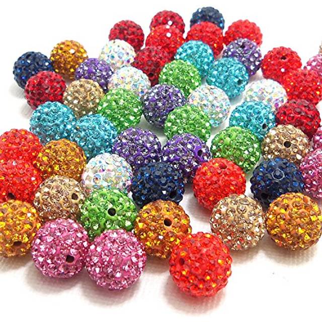 RUBYCA Pave Czech Crystal Disco Ball Clay Beads fit Shamballa Jewelry (20pcs  12mm  30 Colors Mixed)
