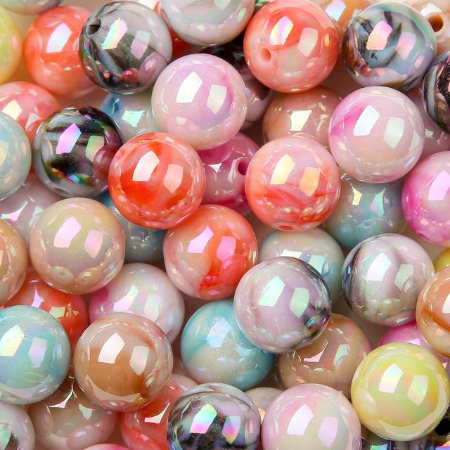 BERMRO 16mm Acrylic Beads Double Color Round Beads with Straight Hole