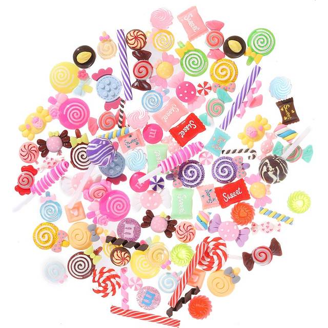 100 Pieces Super Cute Slime Charms Mixed Candy Sweets Resin Flatback Slime Beads Making Supplies for DIY Scrapbooking Crafts  Assorted Colors and Shap